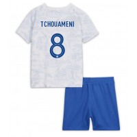 Francúzsko Aurelien Tchouameni #8 Vonkajší Detský futbalový dres MS 2022 Krátky Rukáv (+ trenírky)